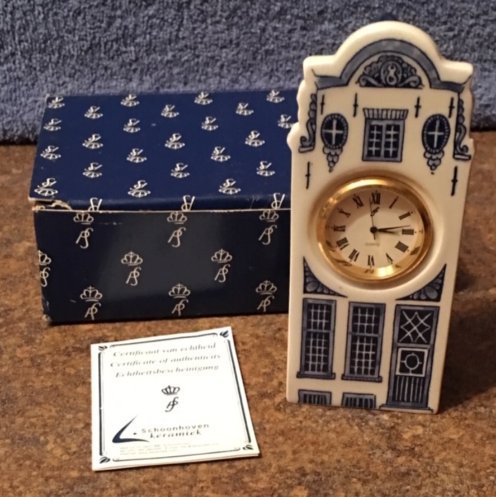 Delft Schoonhoven Keramiek Holland Clock Tower - New